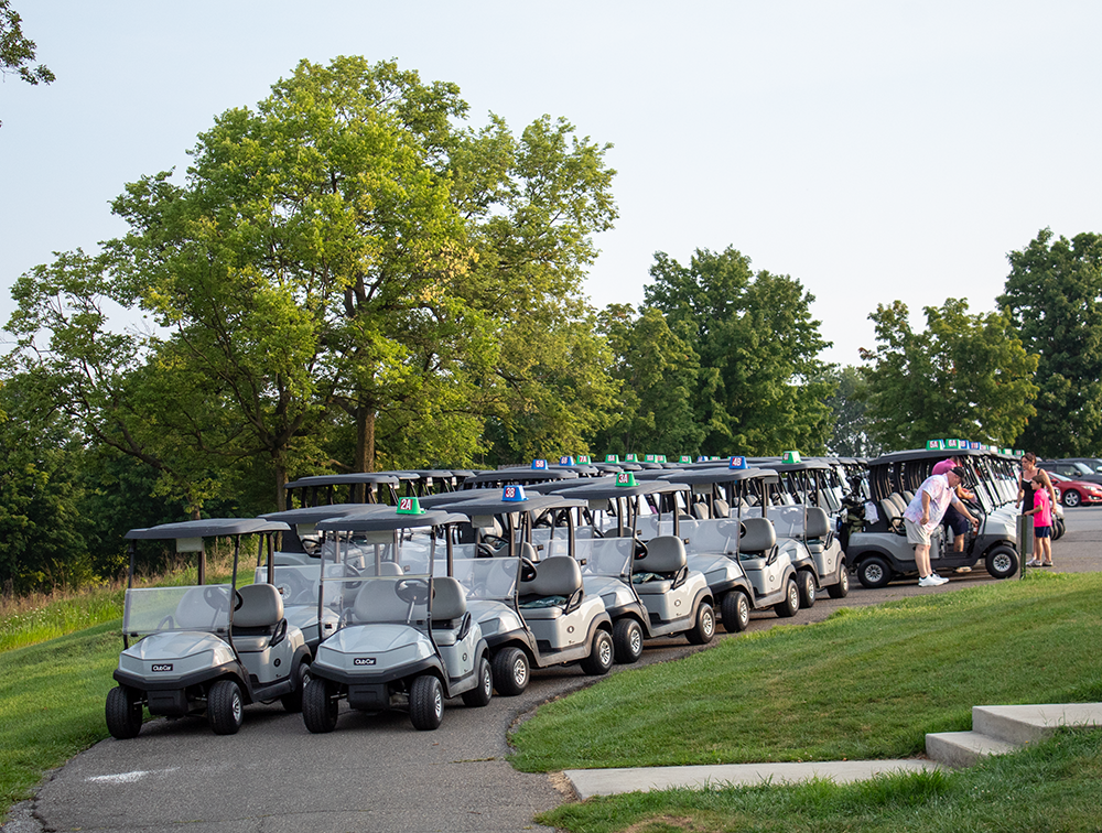 Golf carts at the 4th Annual CASA of Western Maryland Golf Tournament in August 2026 at Black Rock Golf Course.
